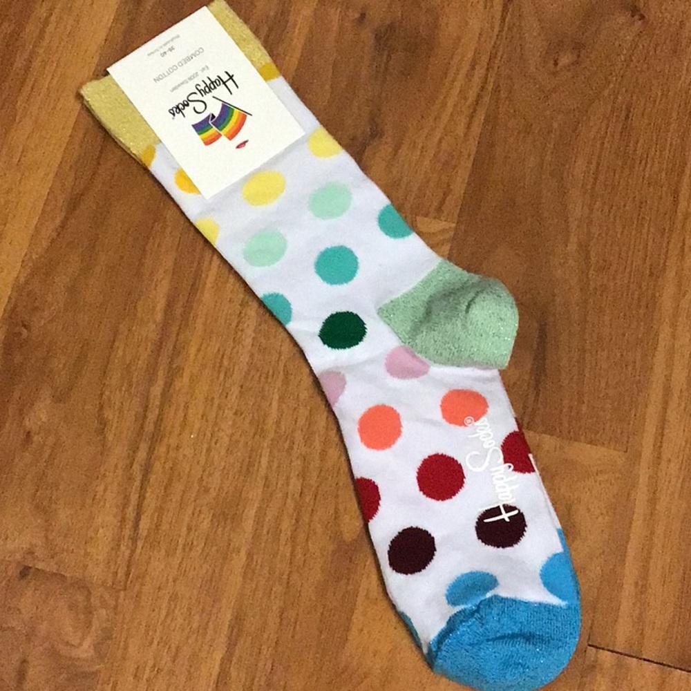 NWT Happy Socks Polka Dot Combed Cotton Sparkle Socks
